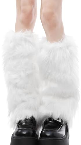 AUNGCSHE 40 cm Beinstulpen Damen aus Kunstfell, beinwärmer, Winter leg warmers, fell stulpen, für Stiefel, Alltag, Fasching Mottoparty Verkleidung