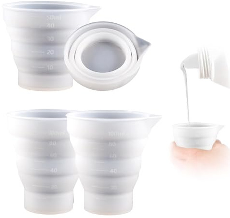 4PCS Dosing Ball for Liquid Detergent, Foldble Silicone Laundry Detergent Dispenser Liquid Dispenser with Scale, 50/100ml Washing Machine Balls for Liquid/Powder Detergent Fabric Conditioner