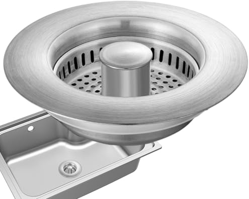 Bouchon de canalisation de Cuisine, crépine pour évier,Bouchon d'évier de Cuisine escamotable en Acier Inoxydable - d'évier à Drainage Rapide, Panier collecteur de Nourriture Anti-colmatage po