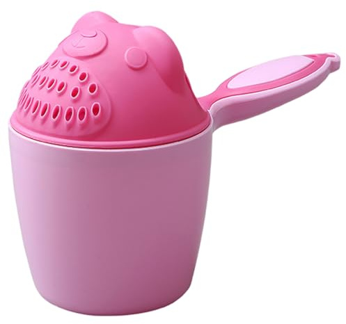 Vertedor de agua para baño de bebé, oso de dibujos animados, taza de enjuague para baño de bebé con asa, cuchara de agua de enjuague multiusos para proteger los ojos y juguetes de los niños