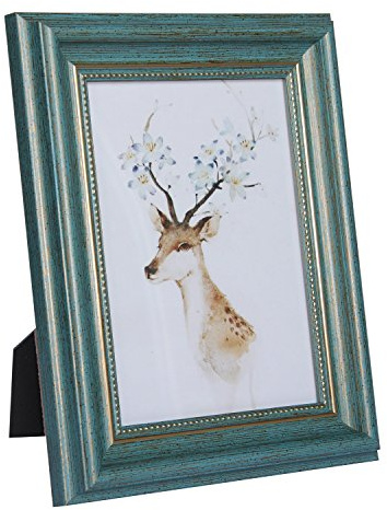 HUIXIANG Marcos de Fotos Vintage 13x18cm Retro Marco de Fotos Clásico de Retrato Decoración de Pared y Exhibición de Mesa, Regalo para Hogar, Oficina, Galería, Fotografías de Boda (Turquesa)