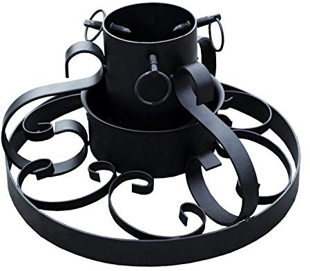 Mojawo Metall Weihnachtsbaumständer Ø 34cm Christbaumständer Tannenbaumständer Baumständer mit Ornamente Schwarz