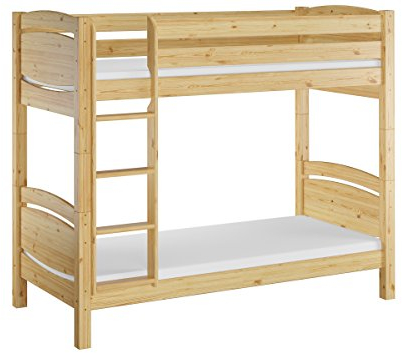 Erst-Holz®Etagenbett Massivholz Kiefer 90x200cm Stockbett hohes Bett + Rollrost + Matratzen 60.13-09 Ni100 M