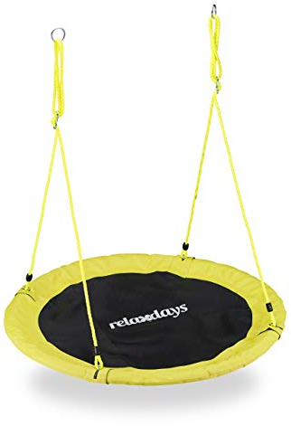 Relaxdays Columpio Jardín Nido de Altura Ajustable para Niños y Adultos, hasta 100 kg, Amarillo, ø 110 cm, Juventud Unisex