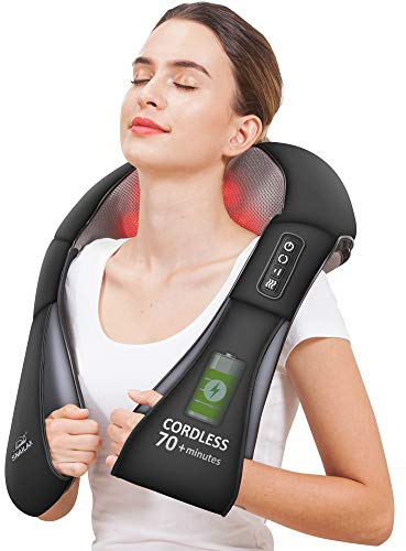 Snailax Cordless Neck Back and Shoulder Massager with Heat - Rechargeable Deep Tissue Kneading Back Massager for Neck, Shoulders, Foot, Full Body,Gifts for Women,Men