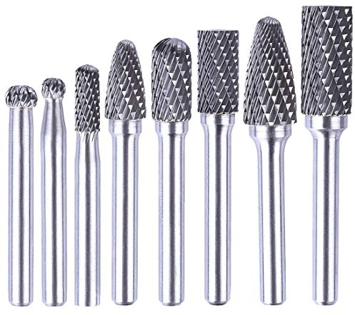 Batop Raspel Set, 8Stk 6.35mm Hartmetall Frässtifte Bohrer Fräser Dremel Drehwerkzeug zum Holz Metall Marmor Schnitzen, Schleifen, Polieren, Gravieren, Bohren usw