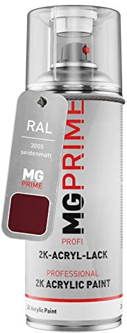 MG PRIME RAL 3005 Weinrot/Wine red seidenmatt 2K Acryl Spraydose Sprühdose 400 ml schnelltrocknend