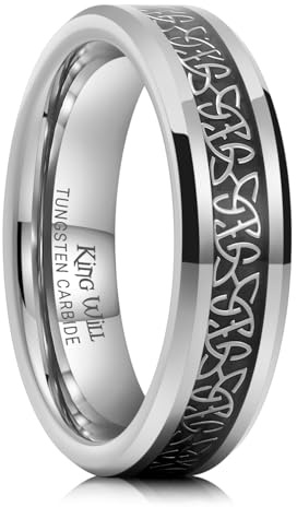 King Will Celtic Knot Tungsten Carbide Ring 6mm Wedding Band for Men Engagement Ring Comfort Fit 12