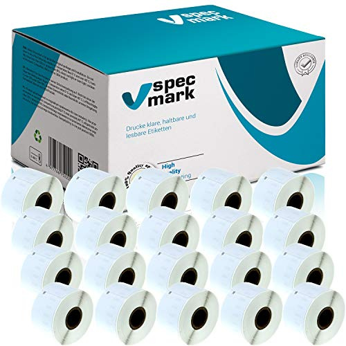 specmark Etikettenrollen D1 11356 S0722550 19 mm x 51 mm 10 Rollen | Thermoetiketten, Kompatibel mit LabelWriter 450, LabelWriter 4XL, Seiko SLP