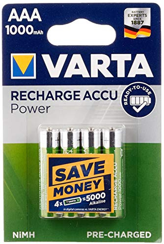 Varta 43471 Ready to Use AAA (Micro)/HR03 (5703) - 1000 mAh, Blister - LSD-NiMH Akku (Ready-to-Use), 1,2 V , 5er pack (5 x 40 Stück)
