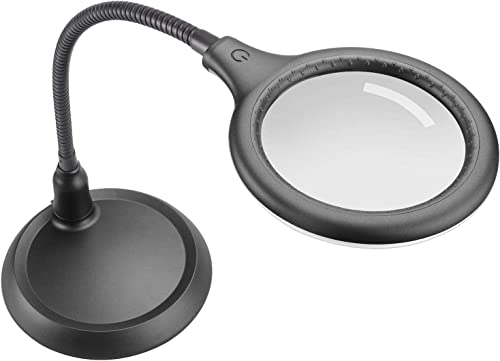 ZHSX 5-fache Lupe mit Licht und Stand - faltbares Design mit Dimmbar LED Lupenlampe - Tischlupe mit Led Beleuchtung für handwerkliche Arbeiten,Lesen,Arbeit,Nähen,Hobbys,Sehschwäche - Grau