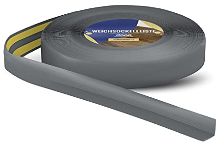 DQ-PP WEICHSOCKELLEISTE | 5m | graphit | 18x18mm | PVC | selbstklebend | Knickwinkel Fussleisten Gummileiste Sockelleiste Winkelprofil Abschlussleiste Bodenleiste