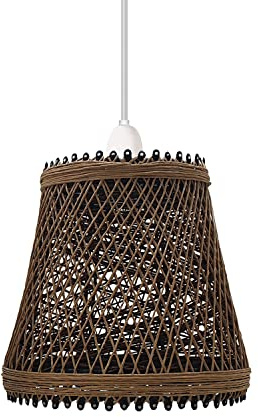 LEDSone Handgewebter Rattan-Lampenschirm, natürlich gewebter Lampenschirm für Hängelampen, gewebtes Seil, Deckenlampenschirm, natürliche Rattan-Lichtabdeckung für Wohnzimmer, Schlafzimmer