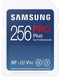 Samsung PRO Plus SD-Karte, 256 GB, UHS-I U3, Full HD & 4K UHD, 160 MB/s Lesen, 120 MB/s Schreiben, Speicherkarte für Spiegelreflexkameras und Systemkameras, MB-SD256K/EU
