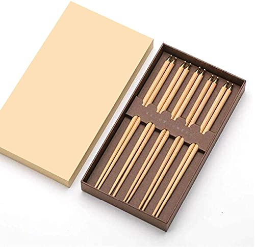 ZHANGZONG Bacchette Sushi Bacchette Cinesi Bacchette Giapponesi Set Regalo 5 Paia di Bacchette in Legno Naturale, Bacchette Giapponesi con Scatola Fatta a Mano Testa in Metallo an