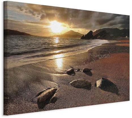 B&D XXL - Akustikbild Meer und Strand Bilder Akustikschaum Hochleistungsschallabsorber Schallschutz Leinwand 1 tlg Wandbild Raumakustik Schalldämmung Landschaft c-B-0550-b-a