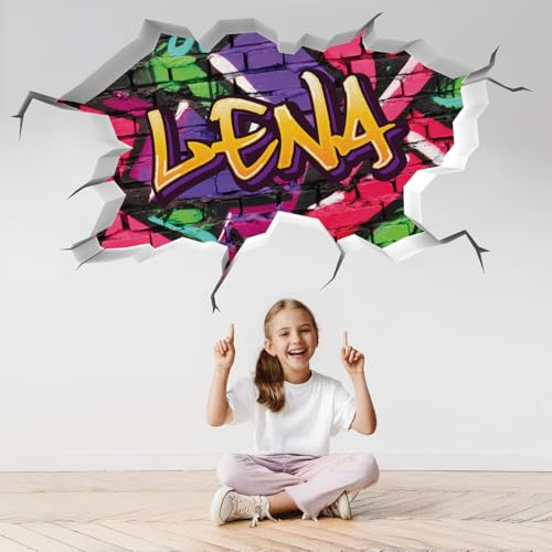 tjapalo® vr200 3D Wandtattoo Graffiti Name Wandaufkleber Kinderzimmer Mädchen wandtattoo Teenager Cool Wandtattoo Kinderzimmer Name, Größe: B40xH23cm
