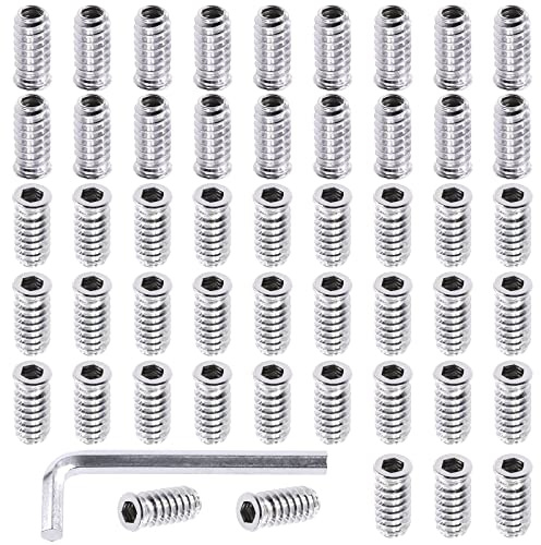 Swpeet 50 pezzi da 1/4 - 20 x 25 mm zincato bianco per mobili in acciaio al carbonio Vite in dado filettato inserti in legno inserti filettati bullone di fissaggio connettore (1/4 - 20 x 25mm)