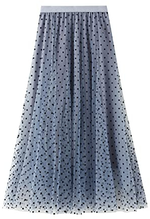 SotRong Jupe plissée en tulle et mousseline de soie pour femme Taille haute et trapèze avec décoration florale, Gris D, taille unique