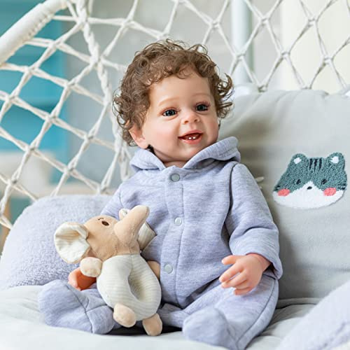 Zero pam 22 Zoll Reborn Baby Vollsilikon Junge 55 cm Weichkörper Kleinkind Babypuppe Wie Echtes Baby Pupprn Mit Blaue Augen