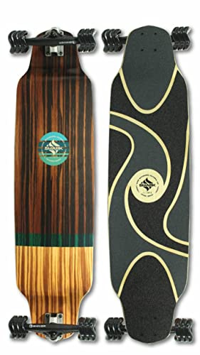 Shark Wheel Tiki - 39 Drop Down Longboard Complete with 72MM, 78A Black DNA Shark Wheels