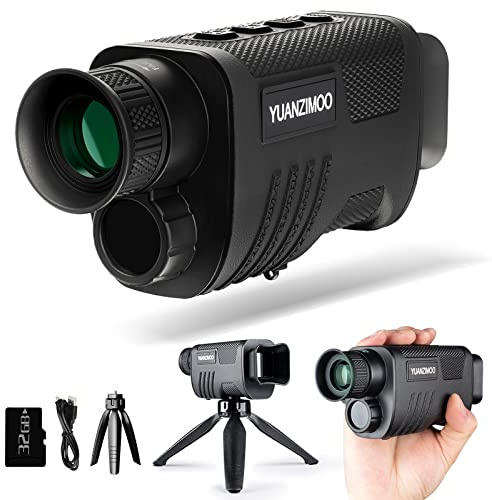 Night Vision Monocular Digital Infrared Monocular Telescope for 100% Darkness with 8X Zoom 2000mAh Rechargeable Battery Upgrade Tripod 32 GB SD Card & Card Reader, for Adult Hunting Camping Black