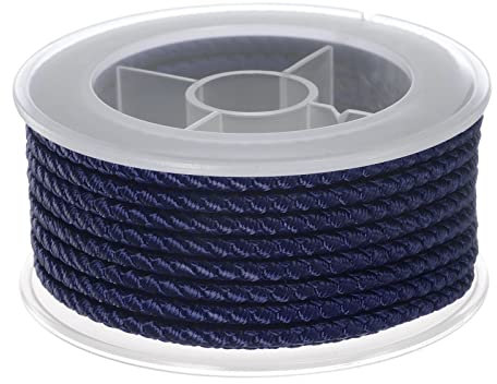 sourcing map Hilo de Nylon, Cuerda de Abalorios de Cordel, Cordón Trenzado Extrafuerte 3mm para Pulseras Joyería Fabricación Bricolaje Artesanía 4M/13 Pies, Oscuro Azul