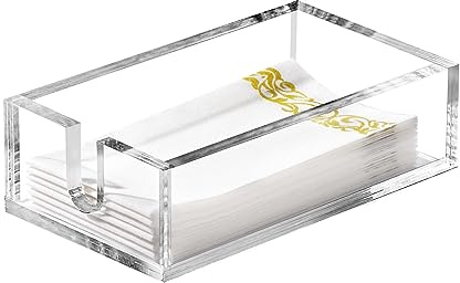 Acrylic Napkin Holder - Clear Thicker Guest Towel Holder Tray for Bathroom Kitchen Dining Room, Disposable Paper Hand Towels (0.2in Thickness)