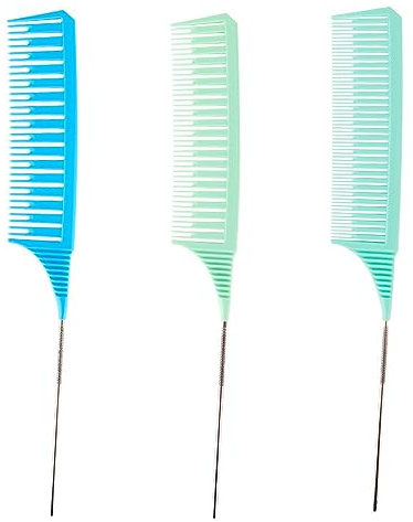 ANZONGYI 3Pcs Different Sizes Weaving Teasing Hair Combs Set - Plastic Weaving Styling Dyeing Combs Rat Tail Comb for Women Men Hair Styling