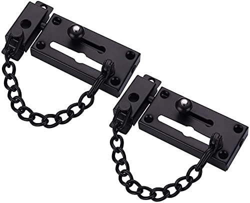 Messing Türkette, Reise Türschloss, Anti-Diebstahl-Kette aus Metall, Edelstahl, Türschnalle, Anti-Diebstahl-Schnalle, Sicherheitskette, Türriegel, Anti-Diebstahl-Kette (Farbe: Nero, Größe: 2 Stück) (F