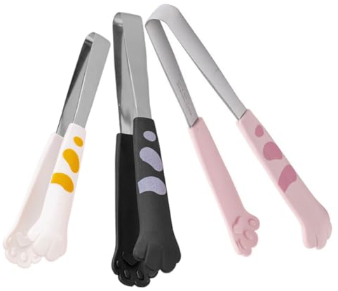 Cabilock 3pcs Cat Claw Salad Tongs Ice Cube Tong Cooking Tongs Pasta Tong Spaghetti Serving Tong Kawaii Food Tong Appetizer Tong Dessert Tong Toaster Tongs Cat Tongs Household Plastic Fruit