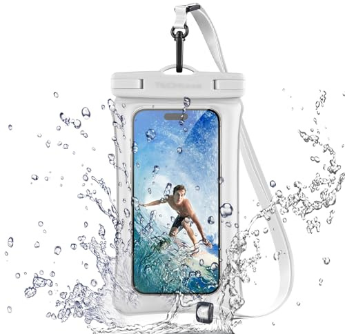 TECHGEAR Waterproof Phone Pouch, IPX8 Floating Case for Swimming, Waterproof Phone Bag with Lanyard Compatible for iPhone 17 16e 16 15 14 13, Samsung Galaxy S25 S24 S23 S22+ S21 Ultra A17 A36 A26 A16