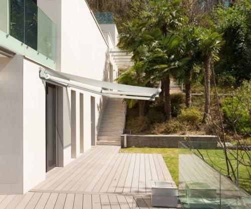 TENDAGGIMANIA Tenda da sole a Bracci Estensibili TEMPOTEST -L.360 CM x S.185 CM- Tenda da Sole per Esterno Motorizzata o Manuale Personalizzabile- Attacco Soffitto/Parete - Modello Liberty Lite