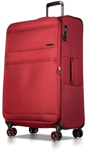 Cocoono Koffer Weichschale groß 99L bis 114L – Stoffkoffer mit 4 Rollen – Stoffkoffer XL mit Dehnfalte – Reisekoffer Stoff mit TSA Schloss – Weichschale 4 Rollen – Robust (rot, XL)