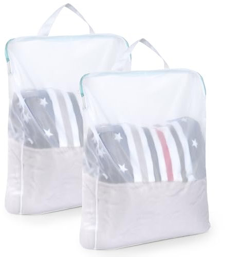 OTraki 2 Pezzi Sacchetti Lavatrice Biancheria 60x80cm Retina per Biancheria, Laundry Bag Con Cerniera Nascosta, Rete Resistente con Manico Sacchetti per Lavatrice per Camicie Vestiti per Bambini