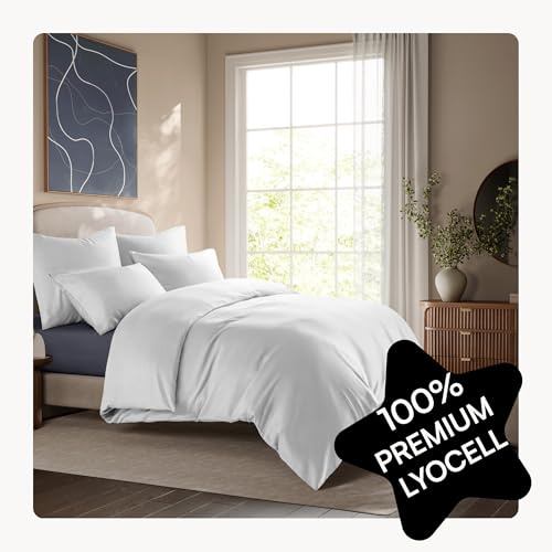Seralino Lyocell Bettwäsche 135x200 Weiß + 80x80 cm | 100% Lyocell Bettwäsche Set (Tencel) aus Eukalyptusfasern| weich, schnelltrocknend & atmungsaktiv mit Reißverschluss | Oeko-Tex | Atmungsaktiv