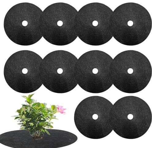 Baumschutz Unkrautmatten, 20 Stück 25cm Baummulchring Unkrautbarriere Baumschutzmatte Rund, Nichtgewebte Unkrautschutzmatte, Unkrautvlies Gartenvlies Mulchscheibe zur Unkrautbekämpfung Wurzelschutz