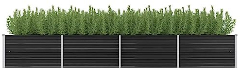 Tino Tech Jardín alto de 320 x 80 x 45 cm, acero galvanizado, jardinera de metal para flores, jardinera elevada, jardinera para exteriores, bancal de cultivo, color antracita