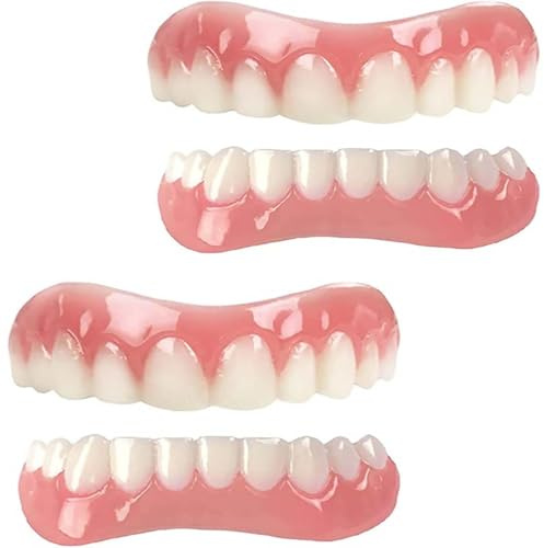 Generico Dentiera Multiuso Set di Protesi Dentale Dentiera Superiore e Inferiore Faccette Dentali Denti Finti Cosmetici per Proteggere i Denti e Riacquistare Il Sorriso per Donna Uomo,A,2pcs