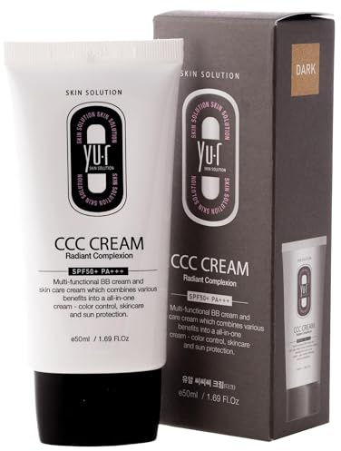 Yu.r CCC Cream SPF50+ PA+++ - Crema 3 en 1 CC con protección UV, hidratante y tinte natural para todo tipo de pieles, 50 ml (oscuro)