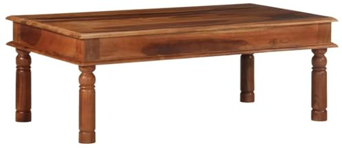 vidaXL Coffee Table - Solid Acacia Wood - Farmhouse Style - With Storage - 110x60x40 cm - Brown - Living Room Centerpiece