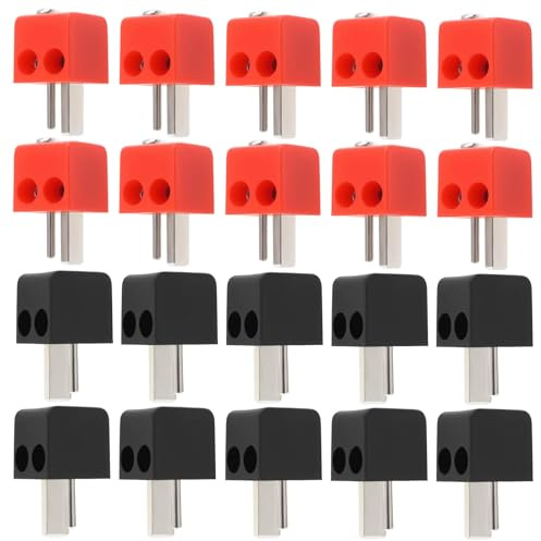 ECSiNG 20-teiliges 2-poliges Lautsprecherstecker-Set DIN-Steckeradapter Lautsprecherkabelanschluss für Audio-Video-Geräte mit Schraube Rot Und Schwarz