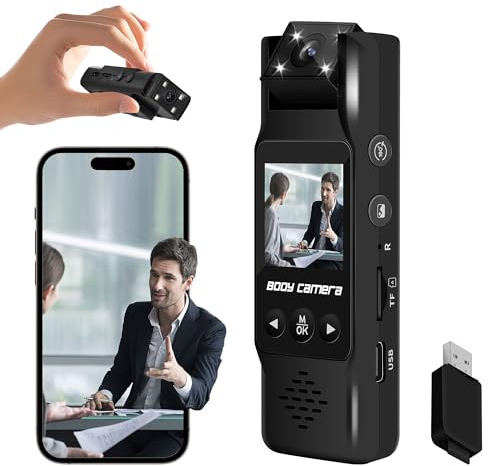 NinjaCam Bodycam Körperkamera Mini Mit APP,4K Kleine Kamera ohne WLAN,Überwachungskamera innen WiFi Video und Audioaufzeichnung Body Cam Videokamera Spionagekamera für Home Office