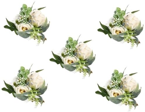 ABOOFAN 5St Handgelenk Abschlussball Brautkamm Braut Dekoration Brautjungfern trauzeugen Bridesmaid dekorative Handblume gefälschtes Blumenarmband Seidentuch Weiß
