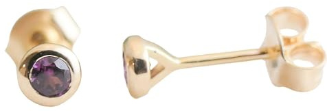 Orecchini a bottone con granato rodolite da 3 mm in argento sterling placcato oro