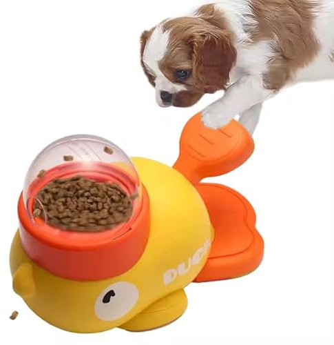 Petmotion - Interactive Yellow Duck Pet Feeder – Slow Feeder Toy for Dogs & Cats | Fun Treat Dispenser for Small Pets | Durable & Non-Toxic | Anti-Choking & Stress Relief