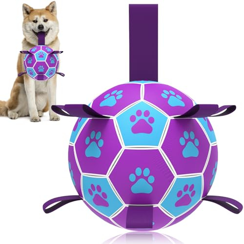 HETOO Dog Balls Dog Football Toys Dog Toy Ball (6 Inch Medium Purple Blue) | Durable high bounce floating dog balls, dog water toys, interactive dog ball indoor outdoor play, ideal dog birthday gifts