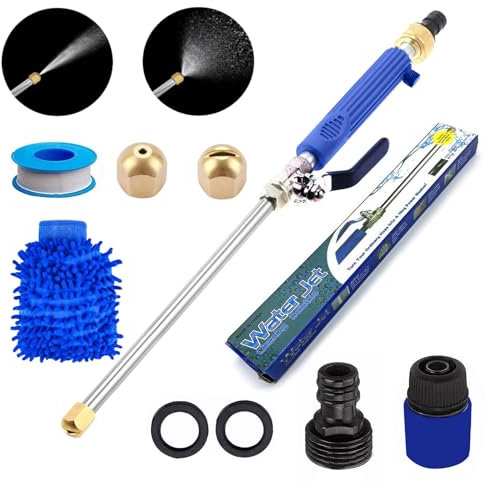 Jetsono High Pressure Water Gun & Washer, Multifunctional Portable Pressure Washer Wand Set with 8 Attachments for Patio, Car, Home, Garden - Efficient Cleaning Lance with Universal Connector & Nozzle