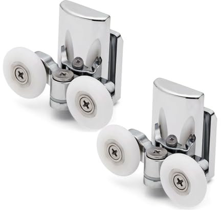 Lot de 2 roulettes de porte de douche en alliage de zinc de qualité supérieure – 23 mm – Double roulettes inférieures coulissantes pour un fonctionnement fluide – Lot de 2 roulettes de porte de douche