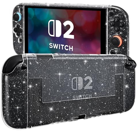 DLseego Housse Compatible avec Switch 2,Split Design Pétillant Clair Souple Cover de Protection avec 2 Poignée en Silicone Coque